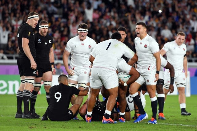 England celebrate a try