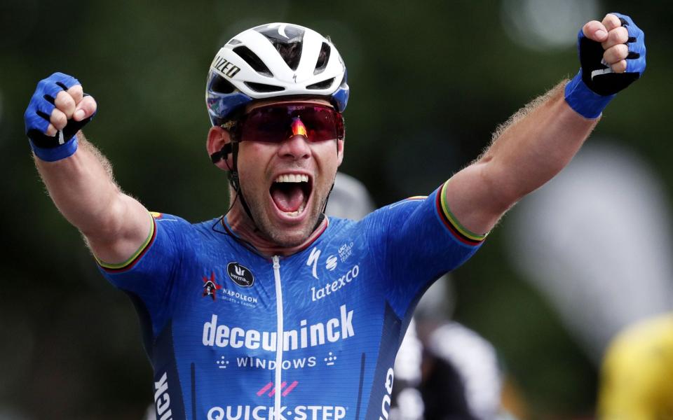 Mark Cavendish celebrates winning a stage at this year's Tour de France - SHUTTERSTOCK