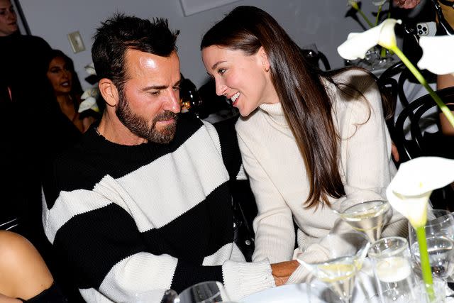 <p>River Callaway/WWD via Getty Images</p> Justin Theroux and Nicole Brydon Bloom at the Frame x Amelia Gray Dinner held at Chateau Marmont on April 4, 2024 in Los Angeles, California.