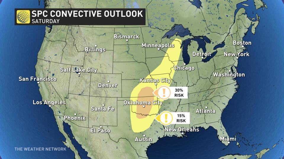 U.S. SPC severe storm convective outlook for Saturday_April 24