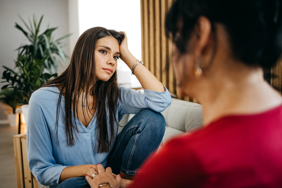 Mother and daughter having a serious talk about some dilemmas