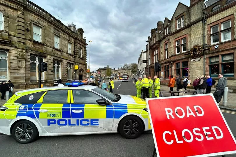 Police cordoned off part of the town centre