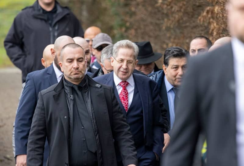 Former head of  Germany's domestic intelligence servicem, Hans-Georg Maassen, on his way to the Godesia excursion shipship on which the ultra-conservative Werteunion (the Values Union) will be formed as a party. Thomas Banneyer/dpa