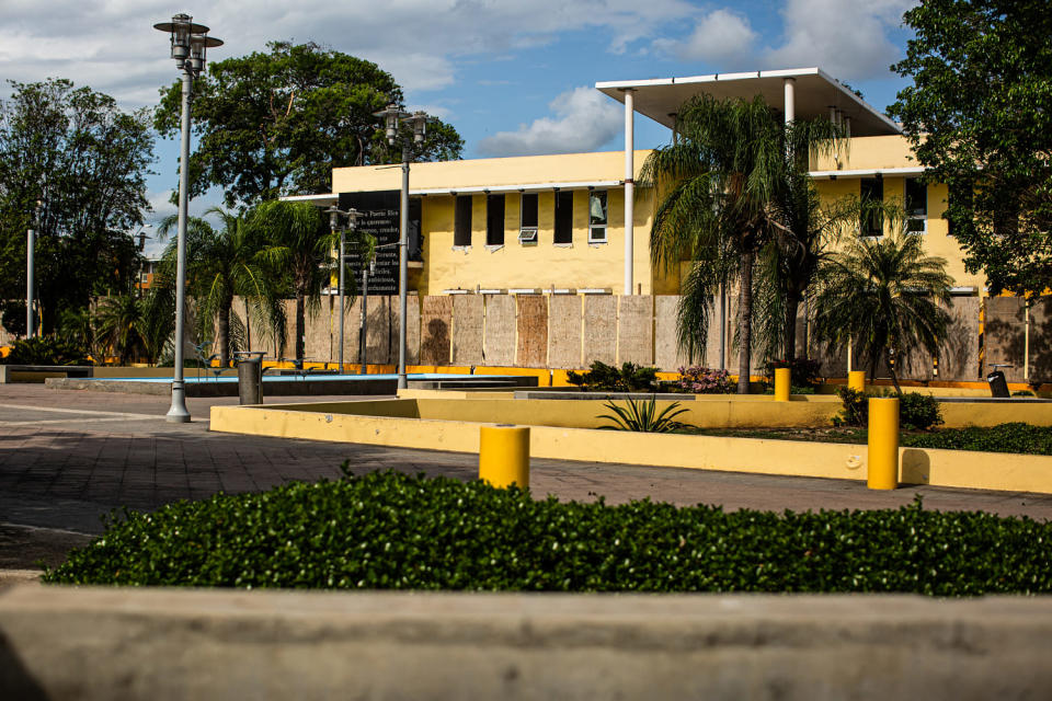 The town hall building in the southern coastal town in Guanica, Puerto Rico, on May 29, 2023. (Erika P. Rodríguez for NBC News)