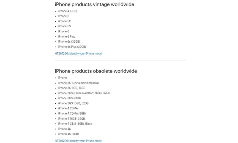 iPhone 6、iPhone 6 Plus系列都被列入蘋果過時名單。（圖／翻攝自蘋果官網）