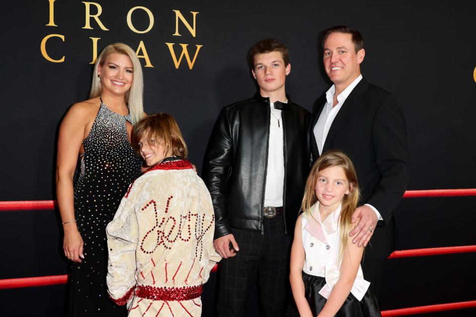 Lacey VonErich and her family at "The Iron Claw" premiere