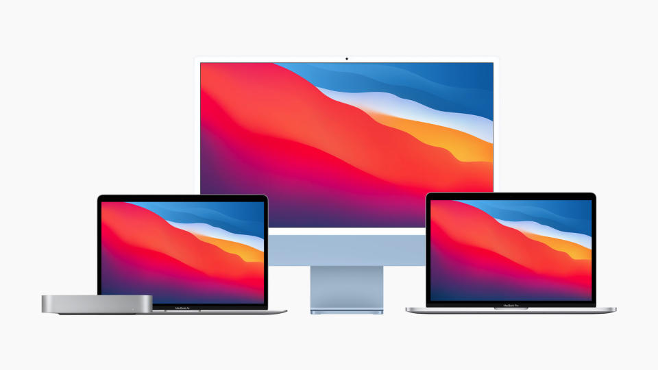 <p>The new Apple iMac powered by the M1 chip and in a rainbow of color options.</p>
