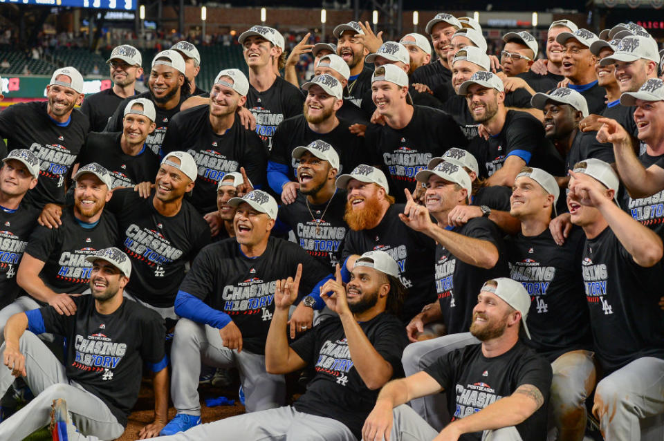 The Dodgers can celebrate, for the moment. (Getty)