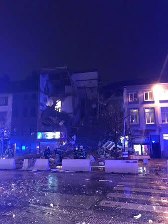 Emergency rescue personnel attend to the scene where a building has collapsed in Antwerp, Belgium January 15, 2018 in this picture taken from social media. ANN SOPHIE VAN TRIEL/via REUTERS