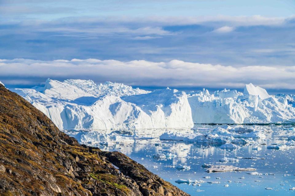 PHOTO: The Ilulissat Icefjord, also known as Sermeq Kujalleq, is draining approximately 7% of Greenland's ice sheet in Ilulissat, Greenland, on July 3, 2024.  (Ulrik Pedersen/NurPhoto via Getty Images)