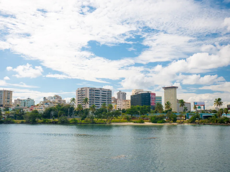 San Juan, Puerto Rico. January 2019. View of San JUan and Condado lagoon. Condado is a upper class community at east of the Old San Juan, Santurce, San Juan, Puerto Rico