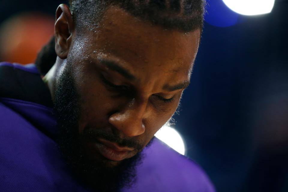 December 6, 2021; Phoenix, USA; Suns' Jae Crowder before a game against the Spurs at the Footprint Center.