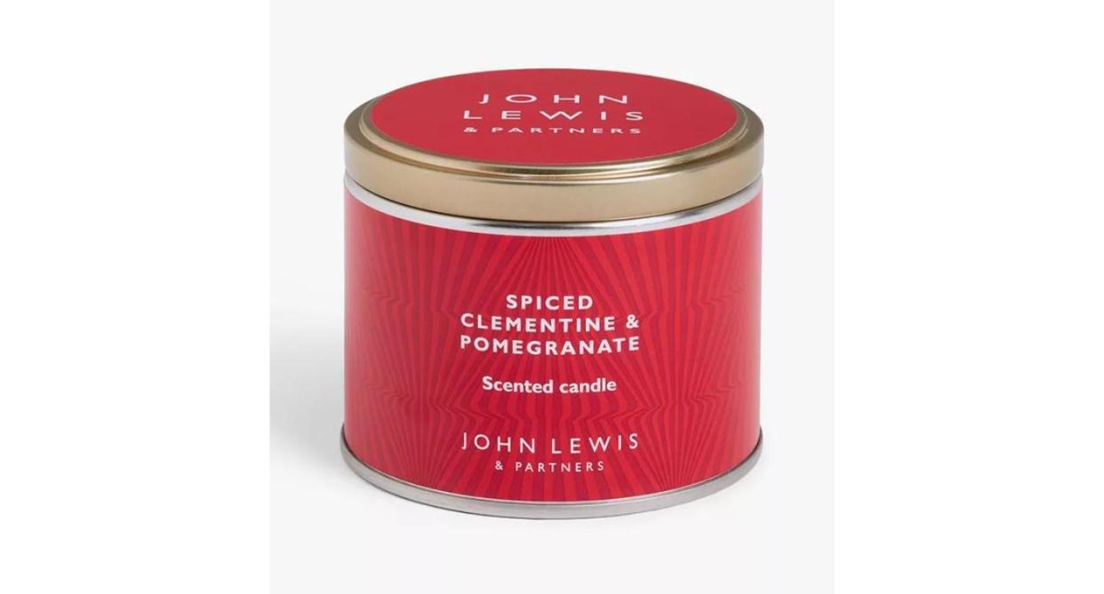 John Lewis Spiced Clementine & Pomegranate Scented Candle Tin