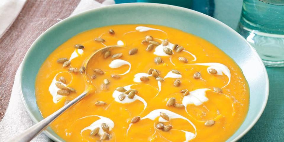 <p>Butternut squash is a fall staple and (if you ask us) is best served as a rich and creamy soup on a chilly autumn day. Try one of these healthy and filling <a rel="nofollow noopener" href="https://www.womansday.com/food-recipes/food-drinks/g2554/fall-dinner-ideas/" target="_blank" data-ylk="slk:soups for dinner;elm:context_link;itc:0;sec:content-canvas" class="link ">soups for dinner</a>. Then, check out our <a rel="nofollow noopener" href="http://www.womansday.com/food-recipes/food-drinks/g1964/butternut-squash-recipes/" target="_blank" data-ylk="slk:best ever butternut squash recipes;elm:context_link;itc:0;sec:content-canvas" class="link ">best ever butternut squash recipes</a> for more inspiration.</p>