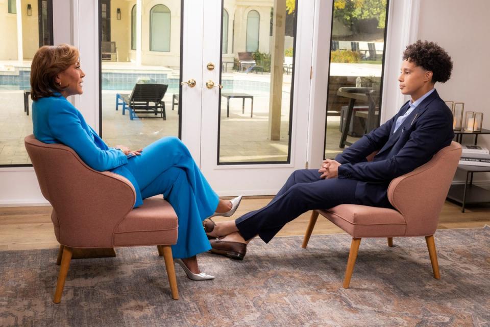 Robin Roberts (left) during an interview with Brittney Griner (AP)