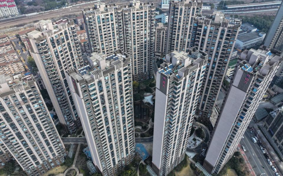 A housing complex by property development giant Evergrande in Nanjing, in China's eastern Jiangsu province