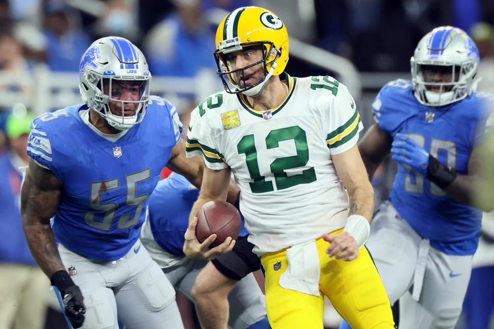 Not only did Aaron Rodgers (12) and the Green Bay Packers only score nine points in a loss to the Lions on Sunday, you could argue Detroit has a brighter future, which has not been the case in a long, long time. (Photo by Amy Lemus/NurPhoto via Getty Images)