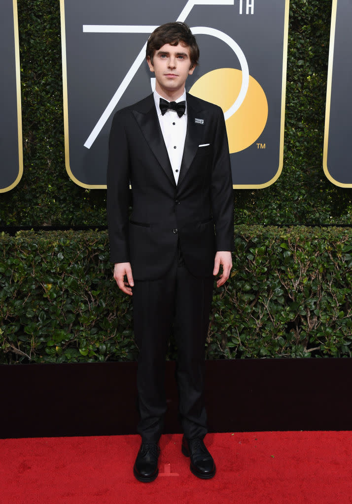 <p><em>The Good Doctor </em>actor, a nominee for Best Actor in a TV Drama, attends the 75th Annual Golden Globe Awards at the Beverly Hilton Hotel in Beverly Hills, Calif., on Jan. 7, 2018. (Photo: Steve Granitz/WireImage) </p>