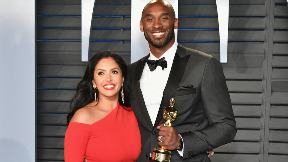 Vanessa and Kobe Bryant are pictured at the 2018 Vanity Fair Oscar Party in Beverly Hills, California. (Photo by Dia Dipasupil/Getty Images)