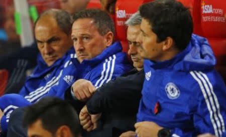 Football - Stoke City v Chelsea - Capital One Cup Fourth Round - Britannia Stadium - 27/10/15 Chelsea manager Jose Mourinho watches the penalty shootout Reuters / Darren Staples