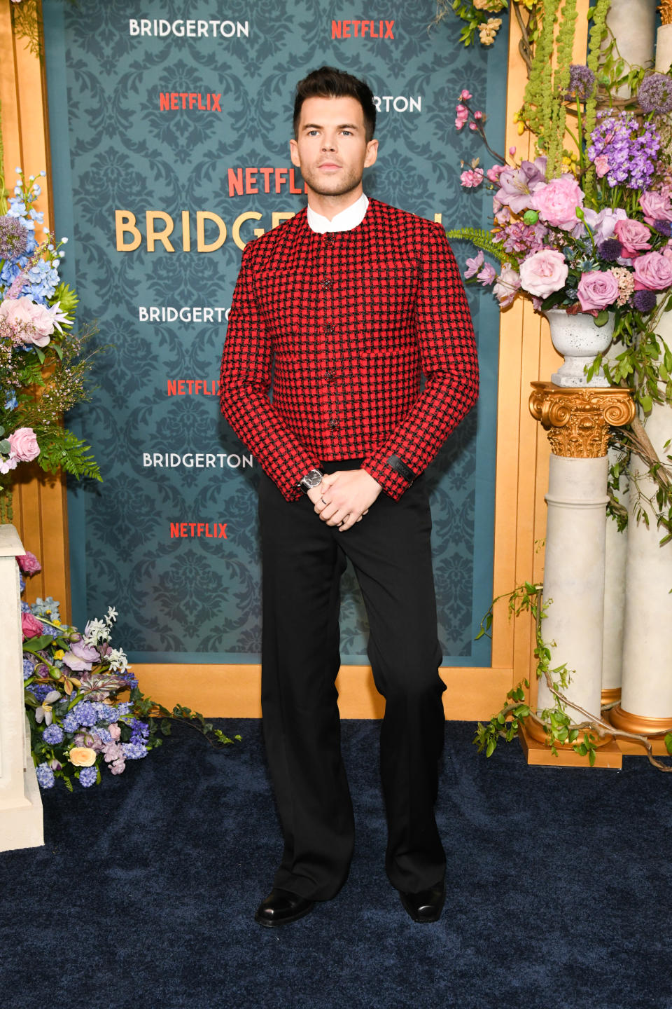 Luke Newton at the world premiere of "Bridgerton" season 3 held at Alice Tully Hall on May 13, 2024 in New York City.
