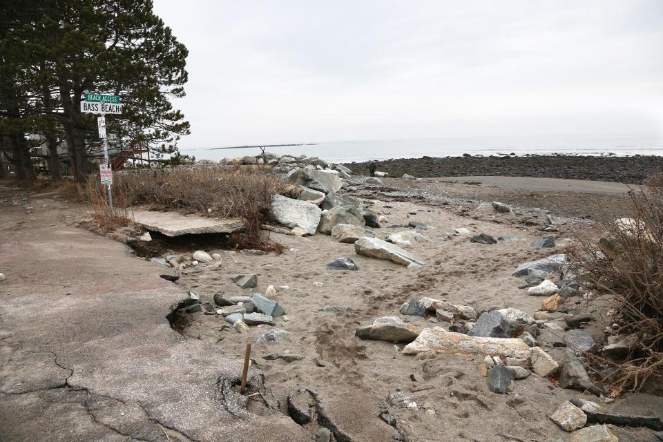 Sen. Jeanne Shaheen, D-New Hampshire, joined local and state leaders Friday, Feb. 2, 2024, in touring Seacoast damage from back-to-back storms in January.