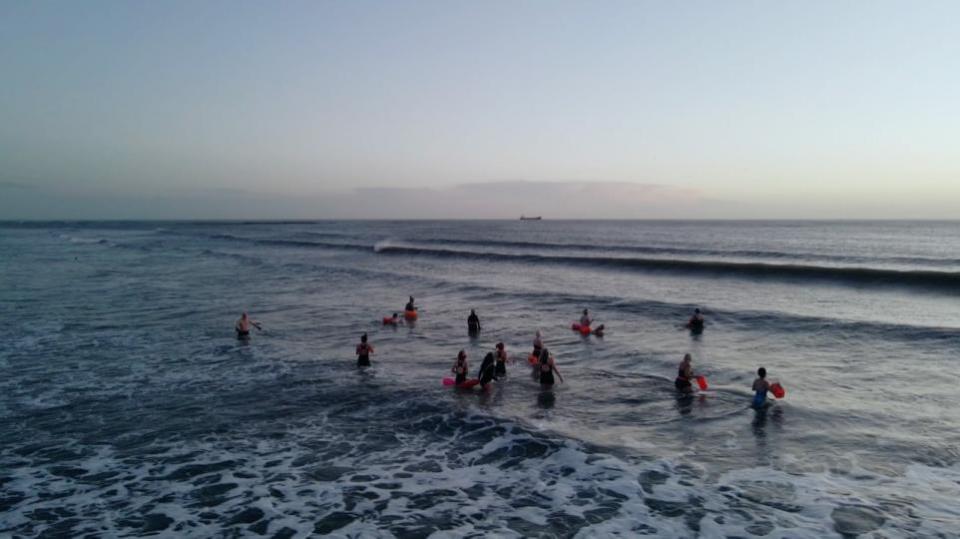 The Northern Echo: Wild Sea Women Swimmers head into North Sea in the early morning.