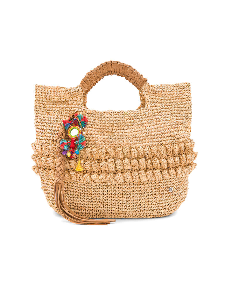 <p>Woven bucket bag, <a rel="nofollow noopener" href="http://www.revolve.com/florabella-exumas-tote/dp/FLOR-WY19/?d=Womens&page=1&lc=72&itrownum=24&itcurrpage=1&itview=01" target="_blank" data-ylk="slk:£127.55 at revolve.com;elm:context_link;itc:0;sec:content-canvas" class="link ">£127.55 at revolve.com</a> </p>