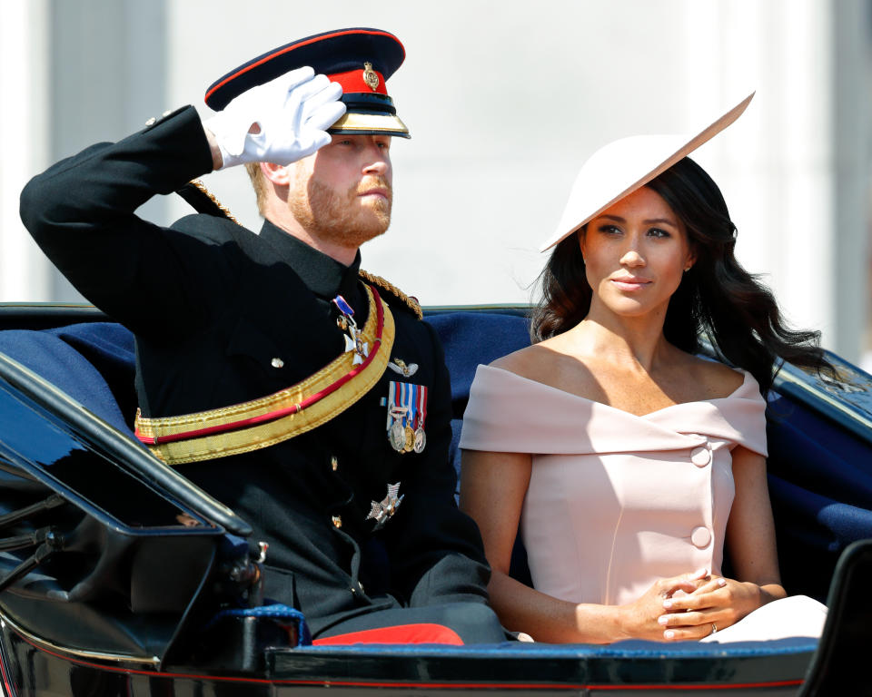 Prince Harry and Meghan Markle at the Trooping of the Colour 2018