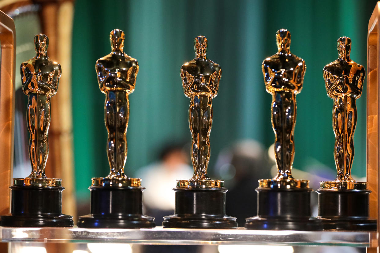  Oscar statuettes backstage at the 95th Annual Academy Awards. 