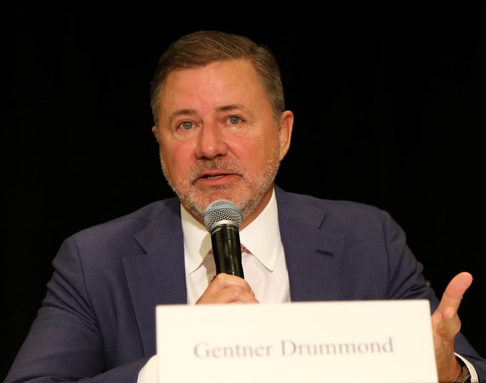 Oklahoma Attorney General Gentner Drummond, shown here speaking at the annual Sovereignty Symposium in June.
