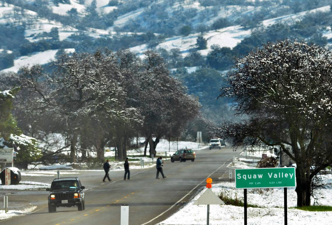 Squaw Valley, Fresno County after a dusting of snow in February 2013.