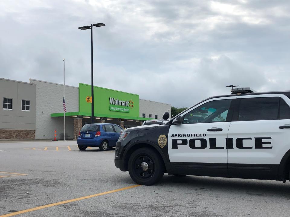 Police in Springfield, Missouri, responded to the Walmart Neighborhood Market on Republic Road in Springfield on Thursday, Aug. 8, 2019, after reports of a man with a loaded 