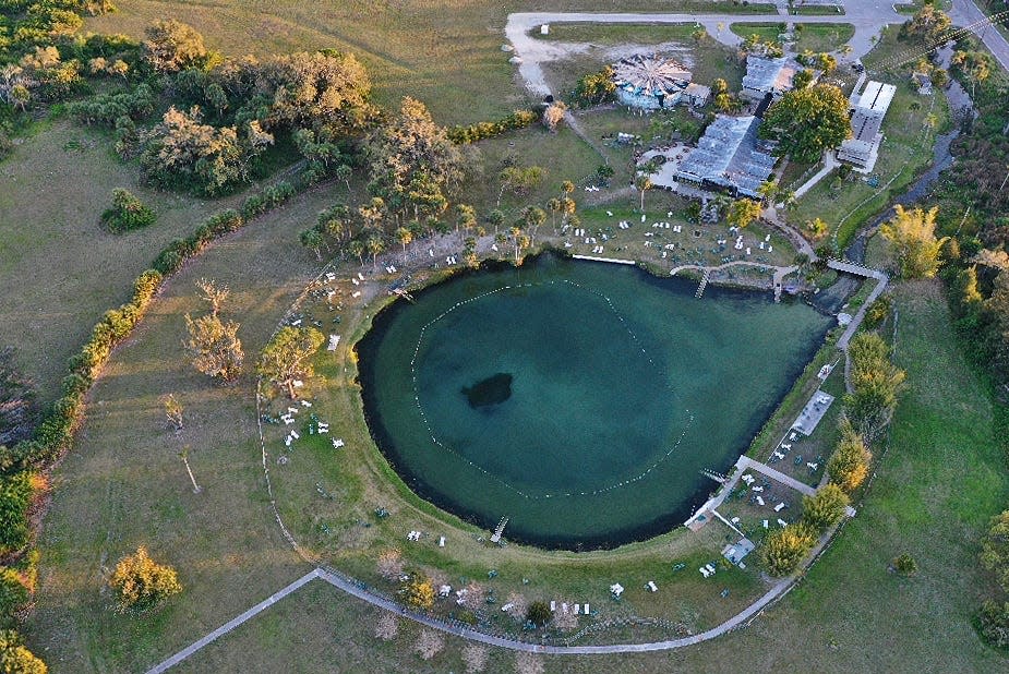 Warm Mineral Springs Park located in North Port has an average temperature of 85 degrees.
