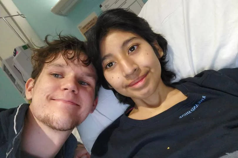 Alex with her boyfriend Dylan in the hospital