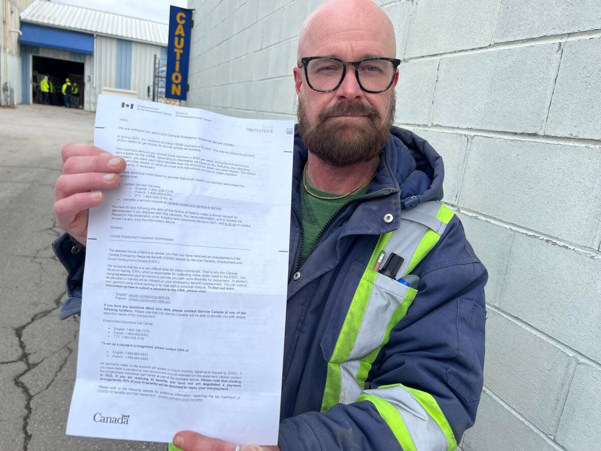 Randy Helsdon lost his job working for a local window company back in the spring of 2020 as the pandemic shutdowns took hold. He received $2,000 through the CERB program but now the government is asking him to repay it.  (Andrew Lupton/CBC News - image credit)