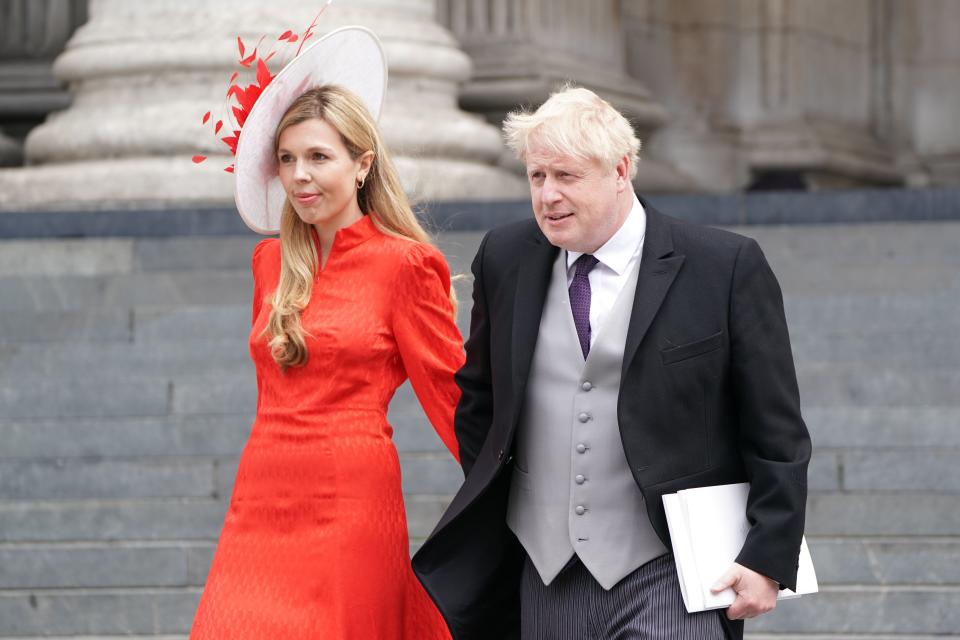 Boris Johnson and his wife, Carrie, leaving St Paul’s Cathedral (PA Wire)