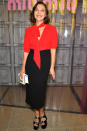 <p><strong>3 October </strong>Maggie Gyllenhaal looked pretty in a red and black outfit with matching lipstick. </p>