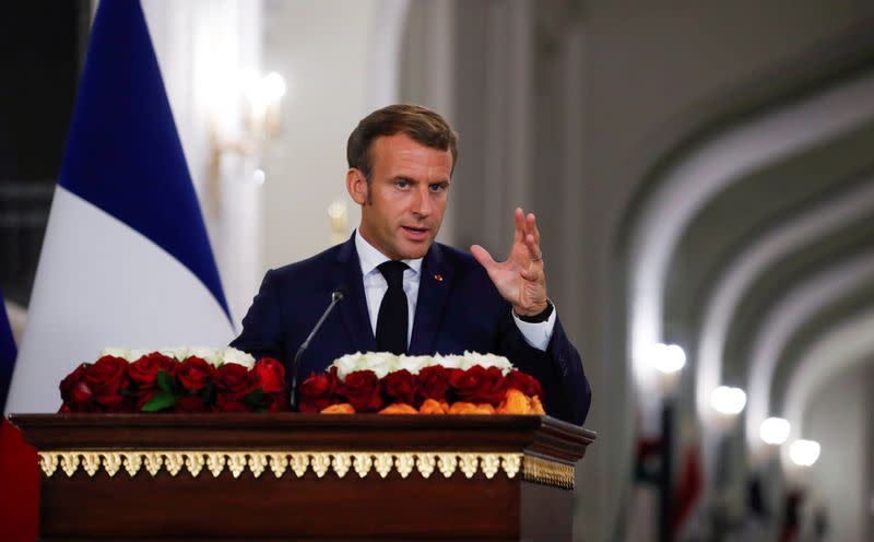 News conference of French President Emmanuel Macron and Iraq's President Barham Salih in Baghdad