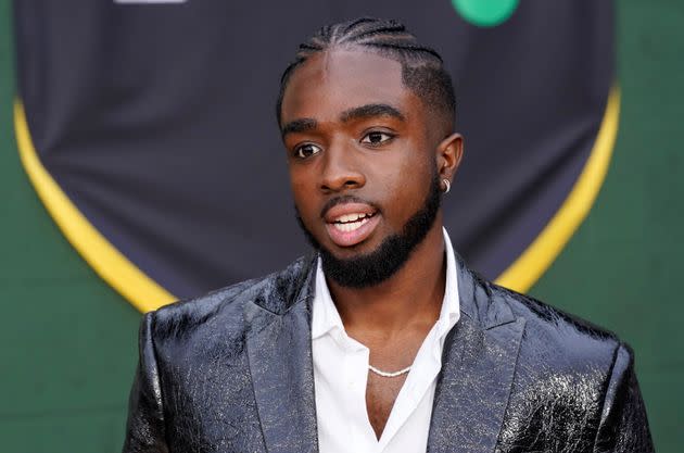 Caleb McLaughlin poses at the premiere of the Peacock film 