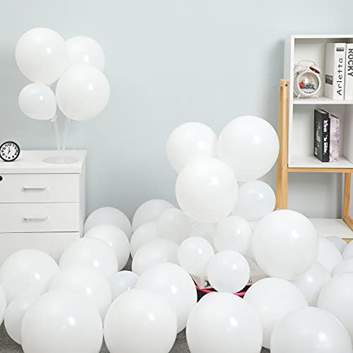 Heaitmay Pastel Balloons Birthday Balloons Party Balloons Bride Balloons for Baby Shower Wedding Engagement Anniversary Party Decorations (white, 5+12'')
