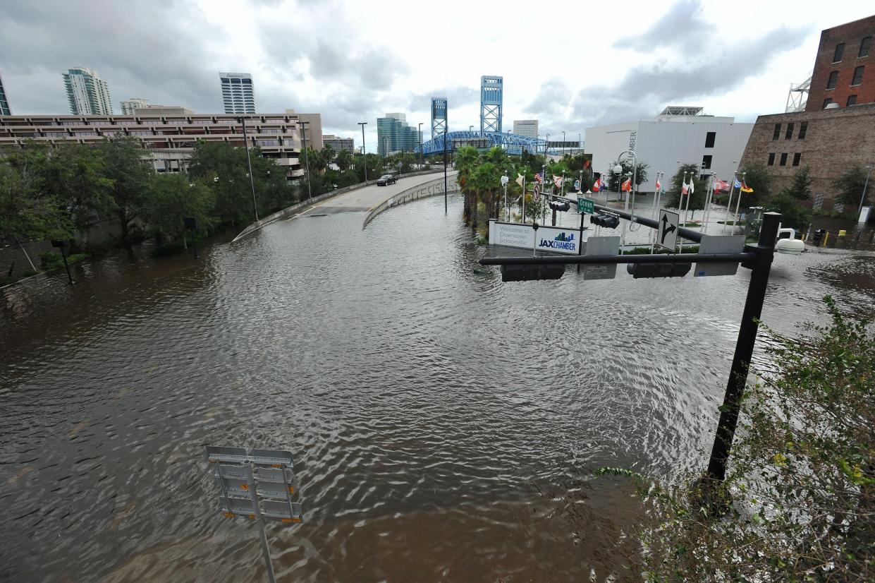 Flood waters overran Downtown Jacksonville after Hurricane Irma pushed through in 2017.