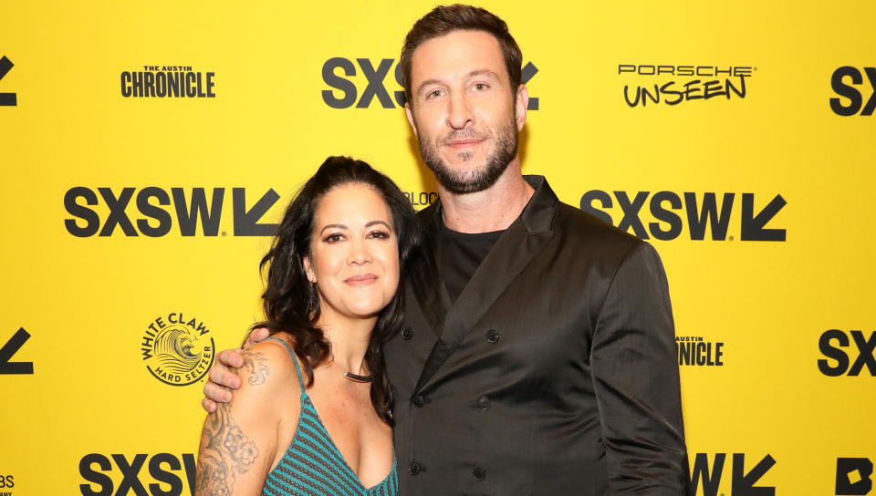 Kiki Wolfkill and Schreiber at SXSW's Halo premiere in Austin, TX (Photo by Rick Kern/Getty Images for Paramount+)
