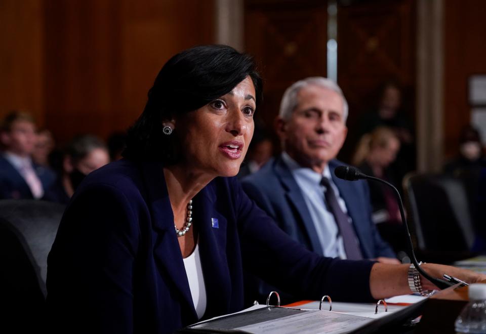 Dr. Rochelle Walensky, director of the Centers for Disease Control and Prevention (CDC), and top infectious disease expert Dr. Anthony Fauci testify before the Senate Health, Education, Labor, and Pensions Committee July 20, 2021 on Capitol Hill