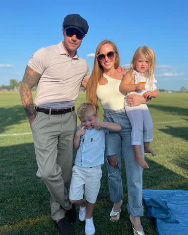 <p>Steve Hawk Instagram</p> Steve Hawk and Mina Starsiak Hawk with their kids, Jack and Charlotte.
