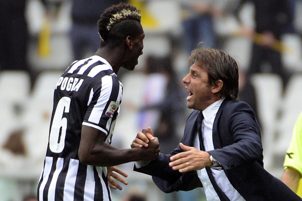 Development | Paul Pogba (left) enjoyed a successful time with Antonio Conte (right) at Juventus: AFP/Getty Images