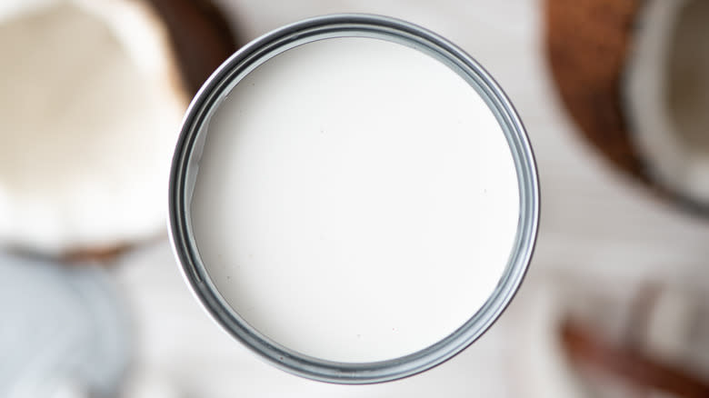 can of coconut milk top-down view