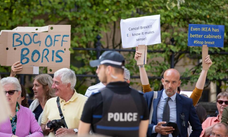 The protesters Boris Johnson tried to avoid.