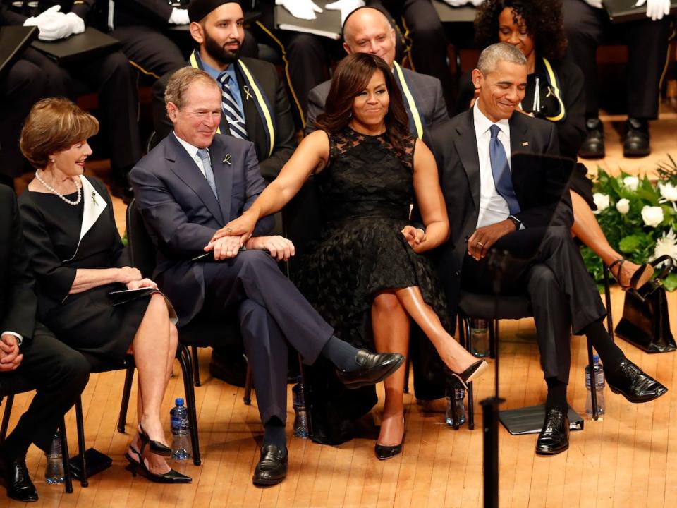 Michelle Obama and George W. Bush