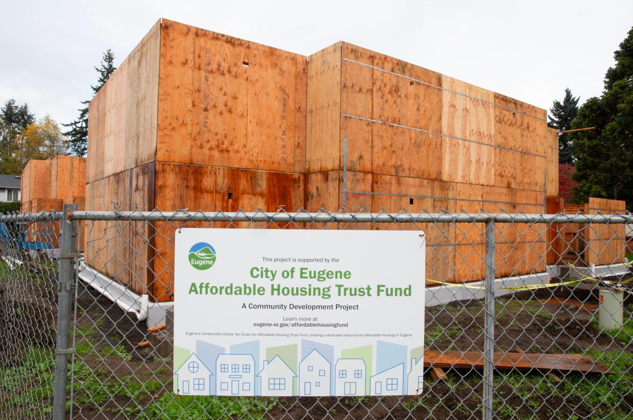 The site of a new affordable and transitional housing development for veterans being constructed at 101 Green Lane in Eugene.